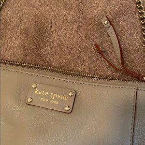 Grey Leather Kate Spade Purse With Gold Hardware